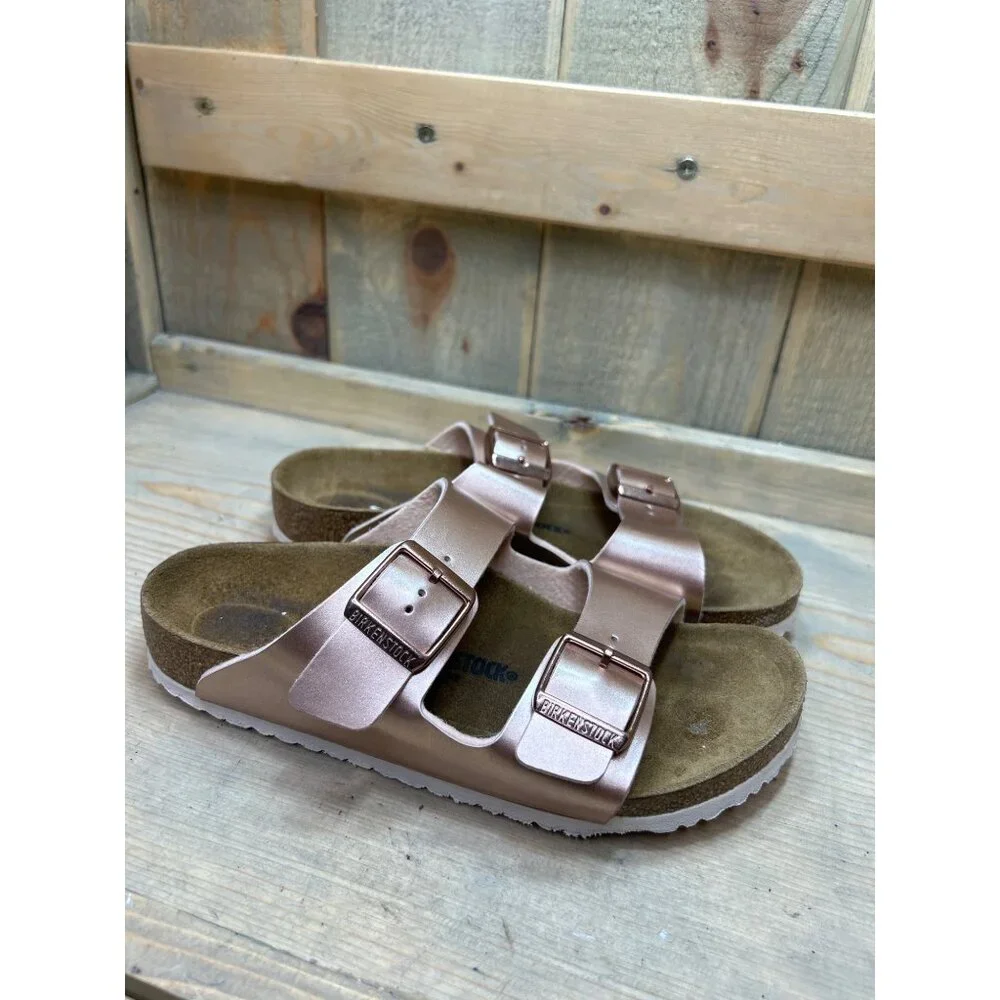 Birkenstock Womens Metallic Rose Gold Arizona Sandals EU34 220 Size 3